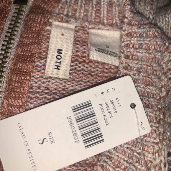 Anthropologie Moth Sweater Anita Cable Knit Rear Zip Pullover Long Swing Small - Picture 8 of 9